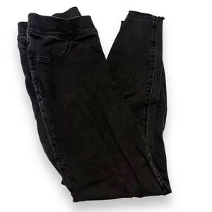 Spanx 20213R Vintage Distressed Ankle Skinny Jeans Black Size Medium Destroyed